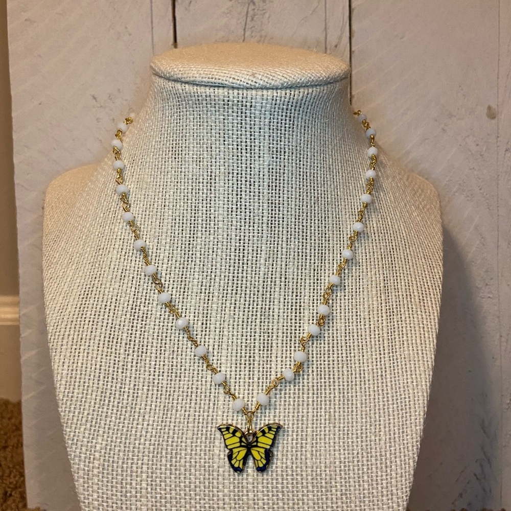 Yellow butterfly necklace